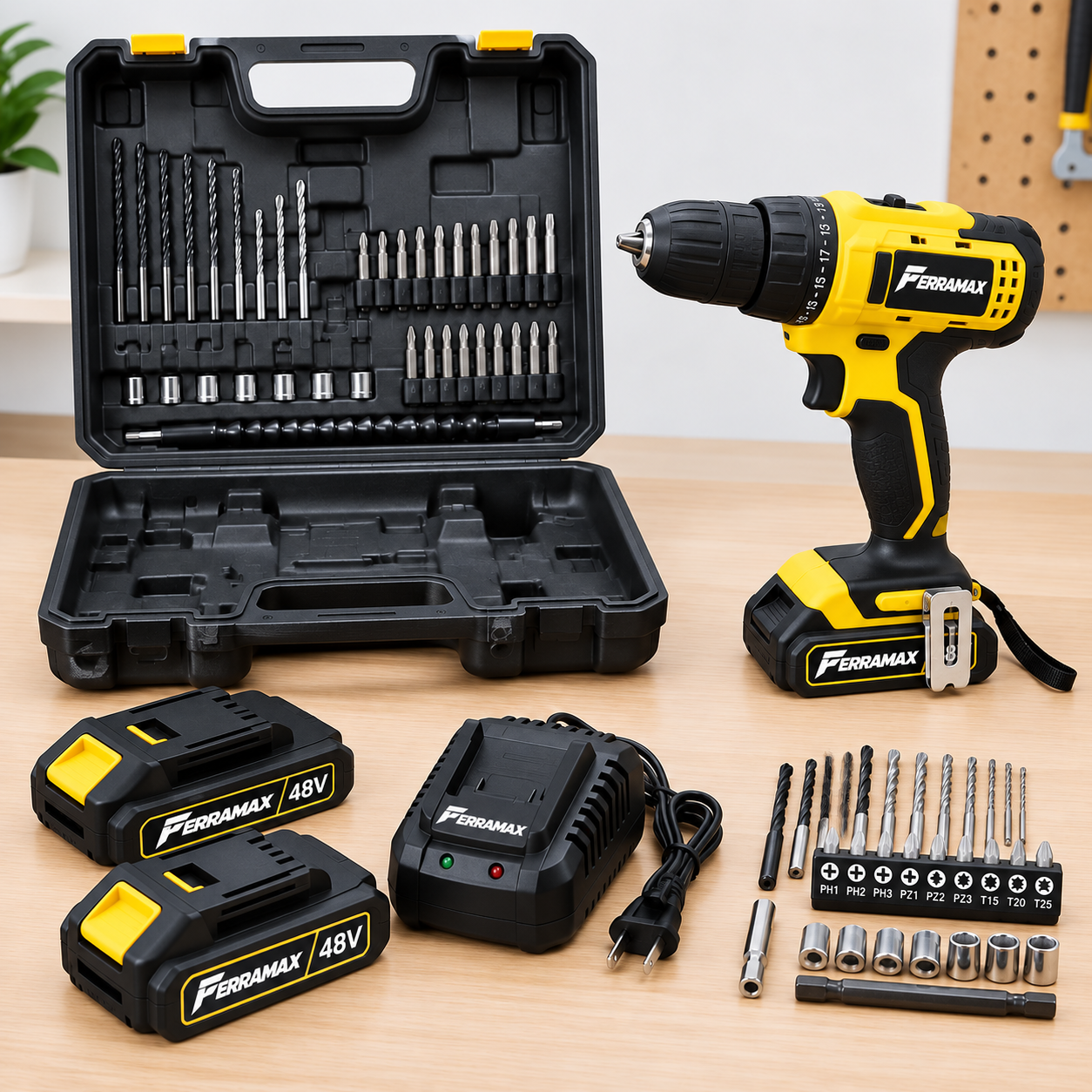 Kit completo com maleta, brocas e acessórios